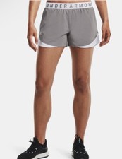NWT Under Armour Women's UA Play Up Shorts 3.0 GRAY/WHITE XS