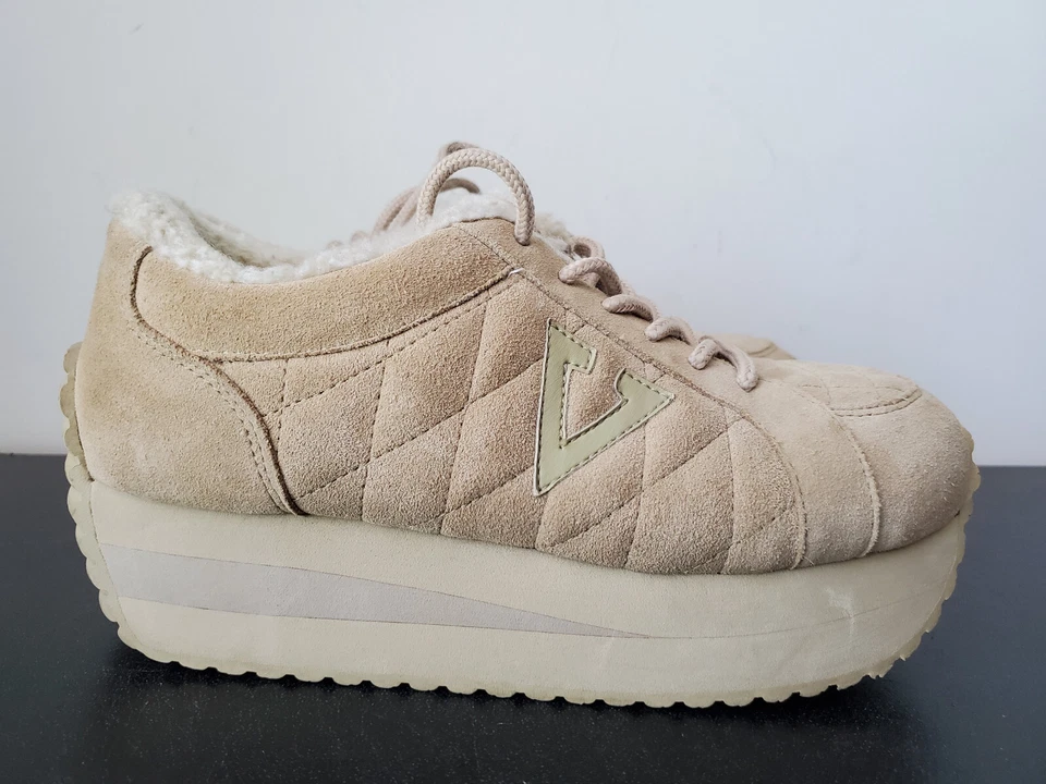 Zapatos de tacón volátiles plataforma de malla de gamuza tostada para mujer talla 10 Foto 2 de 4