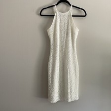 Lulus Women S Ivory Floral Lace Sleeveless High Neck Open Back Mini Dress