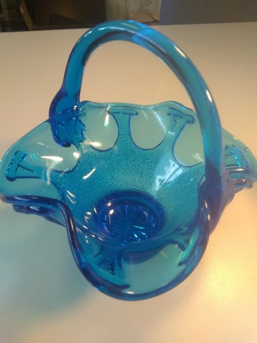 Vintage Cobalt Blue Glass Basket - Picture 4 of 8