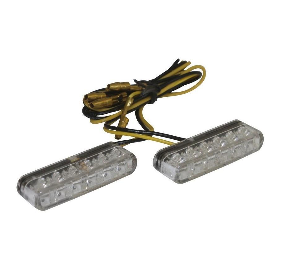 Clignotant moto universel à 12 LED mini barette avec verre transparent et boîtier noir