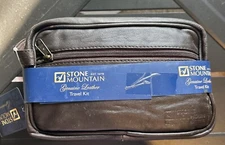 Stone Mountain Genuine Leather Men Travel Shaving Kit Brown • MSRP $89.00