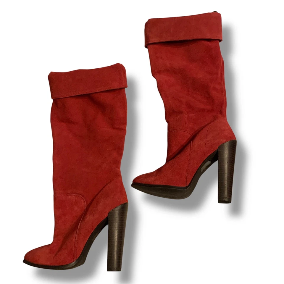 Botas holgadas Colin Stuart for Victorias Secret rojas de gamuza tacón para mujer talla 7 Foto 4 de 4