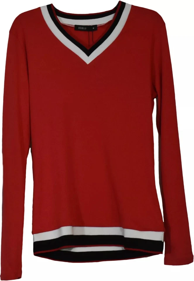 Camisa informal de punto a rayas con cuello en V de manga larga de poli algodón para hombre nueva con etiquetas Foto 4 de 4