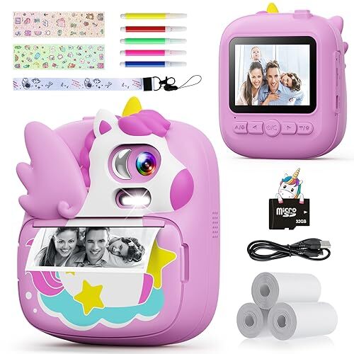 CAMCLID Kids Camera Instant Print, 2.4’‘ Instant Camera for Kids with 32G-image