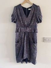 Whistles Dress 100% Silk Women’s 12 Blue Spotted Smart Occasional