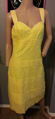 Lilly Pulitzer Gelb Frühling Blumenmuster Ösen Abgestuft Ösen Kleid 6