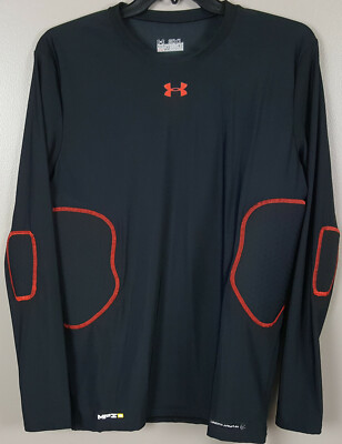 UNDER ARMOUR MPZ BASKETBALL PADDED COMPRESSION SHIRT BLACK RED 1221717 =SIZE 3XL
