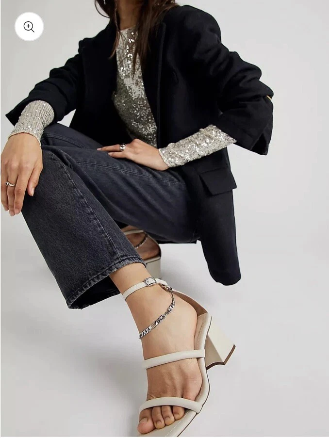 Free People Parker Chain Heels Sandals, Bone/Ivory, Size 8, New! - Изображение 4 из 4