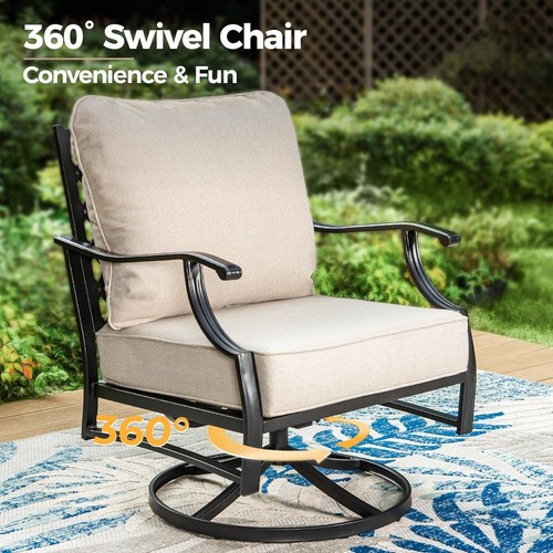 4 PCS Outdoor Patio Furniture Set Sectional Sofa Conversation Set Swivel Chairs - Picture 5 of 9