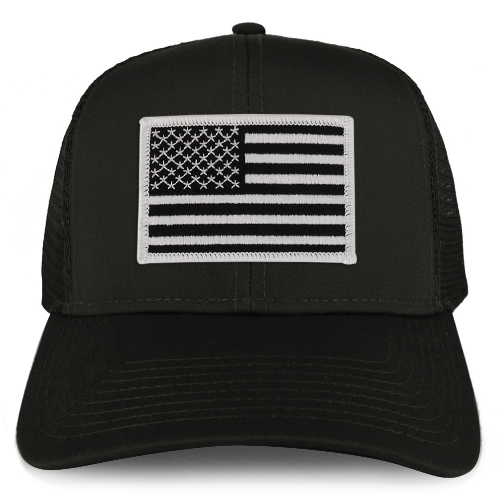 XXL Oversize Black White USA Flag Patch Mesh Back Trucker Ba
