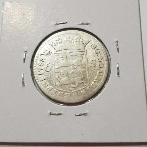 Netherlands - West Friesland 6 Stuivers 1755 Stuiver Galleon Ship Silver Rare - Picture 8 of 9