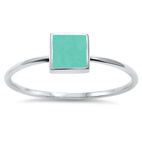 Anillo Cuadrado Turquesa Plata de Ley .925 Envío Gratis a Todo el Mundo Foto 2 de 2
