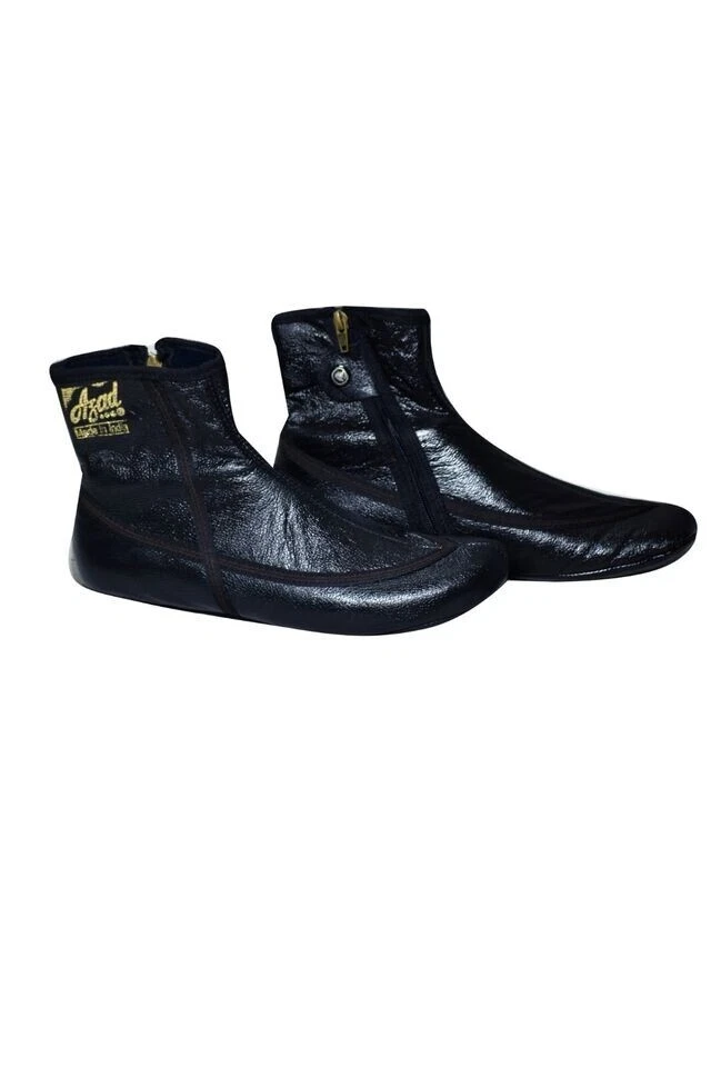 Azad Premium Black Leather Wudu winter Socks Khuffs/Footwear of Black Color.