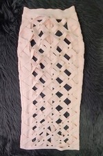 House of CB London Pinky Cross Over Open Straps Long Skirt Stretch - size XS