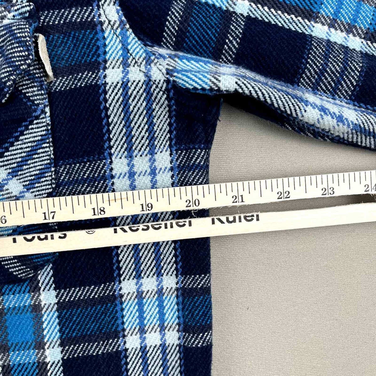 Vintage Stussy Flannel Shirt Adult Medium Navy Blue Plaid 