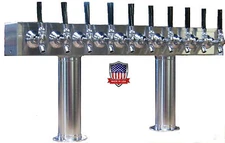 Stainless Steel Draft Beer Tower Made in USA - 10 Faucets Air Cooled -PT10SS-