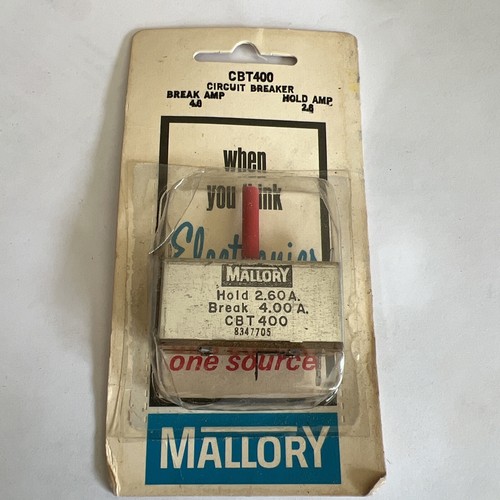 MALLORY CBT400 CIRCUIT BREAKER, BREAK AMPS 4.0, HOLD AMP 2.6 NEW SEALED PKG. - Picture 8 of 18