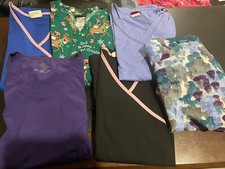 Lot of 6 woman scrubs short sleeve shirts/tops L Carhartt, Cherokee