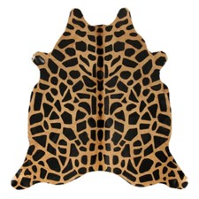 8x7 Ft. Real Cowhide Rug GIRAFFE print printed natural Cow Hide zebra dark brown