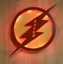 The flash LED sign, Personalized Name superhero sign, Man cave sign, Custom wood