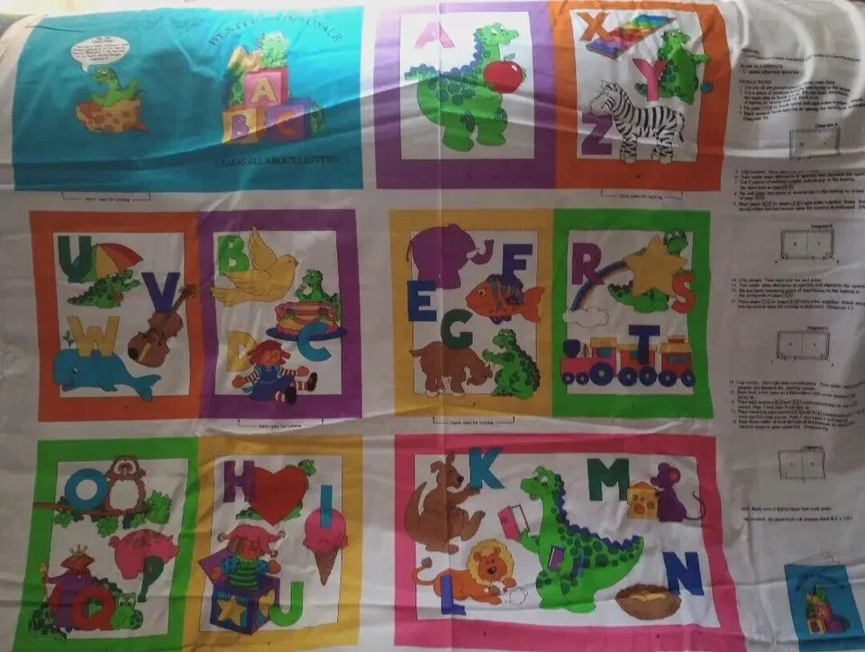 dinosaur dexter book letters fun fabric abc panel as pictured 44 x 34 inch - Image 3 of 3