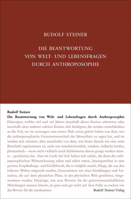Die Beantwortung Von Welt- Und Lebensfragen Durch Anthroposophie |