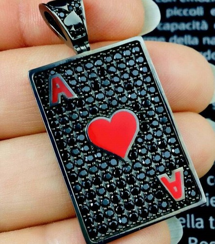 3Ct RD Black Simulated Diamond Mens Ace 