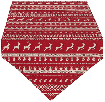 Tischläufer 50 x 160 cm Baumwolle rot beige Nordic Christmas Clayre & Eef