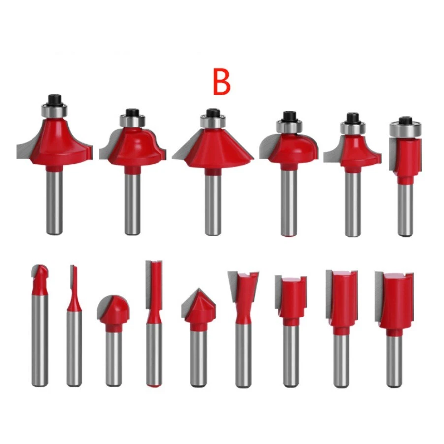 15pcs 1/4inch Router Bits Set Woodworking Tool Cutter Shank Tungsten Carbide A/B - Image 4 of 4