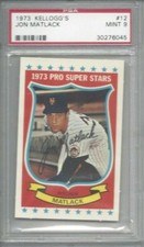 1973 Kellogg's baseball card #12 Jon Matlack, New York Mets graded PSA 9