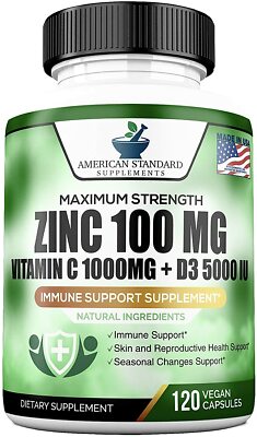 Zinc 100 mg con vitamina C, D | Suplementos de refuerzo del sistema inmunológico