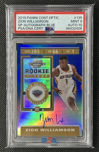 2019-20 Contenders Optic Zion Williamson Rookie RC SP Auto #135 Blue /35 PSA 9