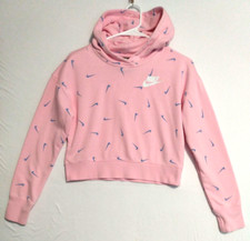 Nike Youth Girls Pink Blue Swoosh Logo Hoodie Standard Fit XL FLAW