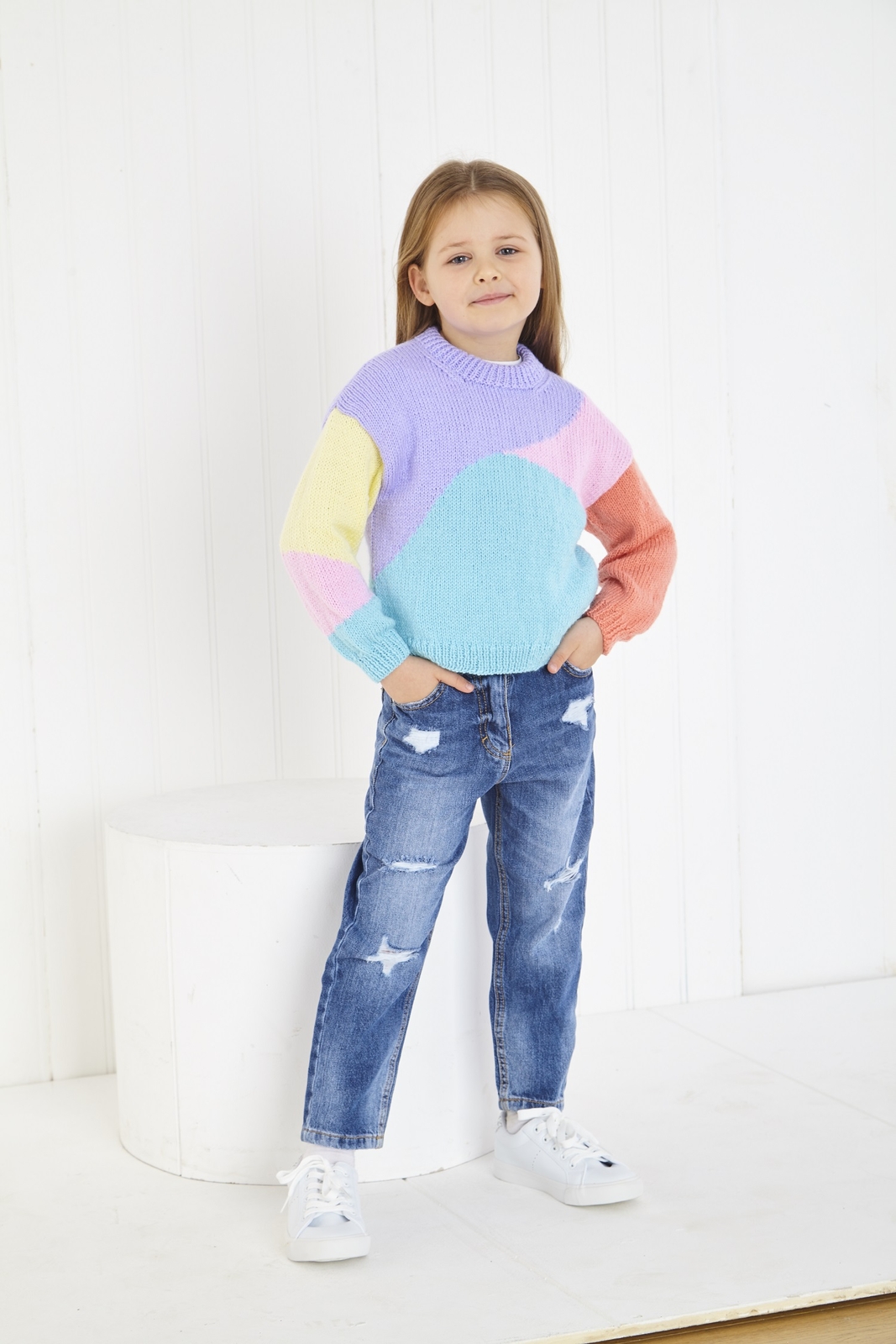 King Cole Girls Knitting Pattern Double Knit DK Childs Cardigan & Sweater 6289