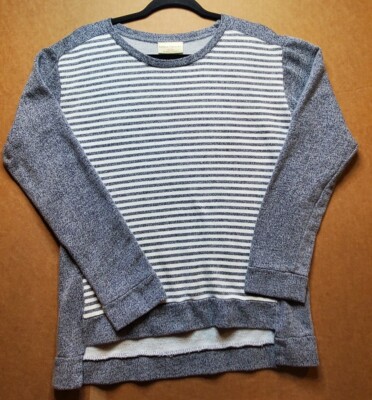 Bobbie Brooks Womens Pullover Top Shirt Large Blue White Stripe Long Sleeve