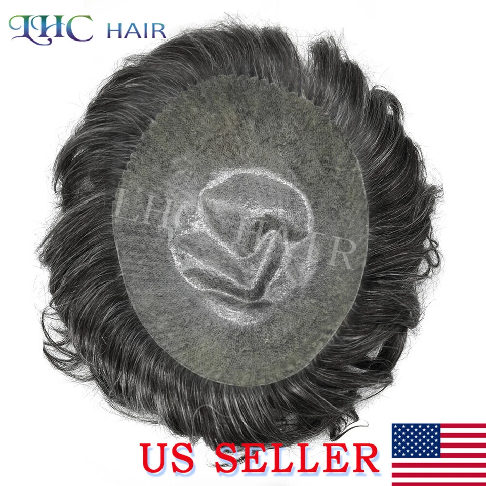 Mens Toupee Hairpiece All Poly Human Hair Replacement System Skin PU Wig For Men - Image 4 of 4