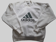 Vintage Adidas Medium Crewneck white Sweatshirt Raglan Flocked 70s 80s Original