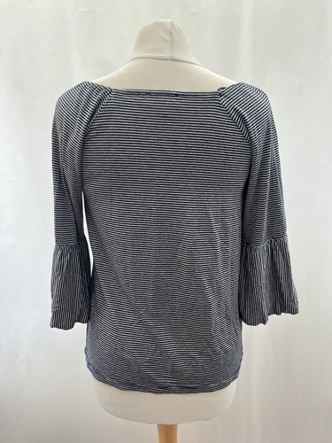 M&S Maternity Blue Striped 3/4 Sleeve Top Size 8 Viscose Jersey - Picture 6 of 12
