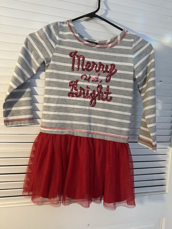 ZUNIE GIRLS DRESS SEQUINS MERRY AND BRIGHT SIZE 6 TUTU DRESS 