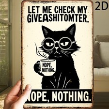 Black Cat Tin Sign Retro Vintage Aluminum Wall Plaque Cat Decor Art