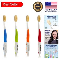 Dr. Plotka's Soft Bristle Flossing Toothbrush - Gentle Care 4-Pack for Adults