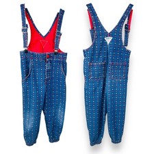 Vintage Oshkosh XOXO Print Denim Suspender Overalls Outfit 3T / 4T
