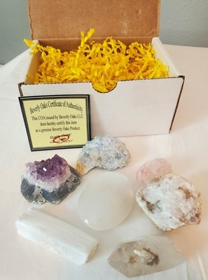 7 Chakra Crystal Set Amethyst Quartz Selenite Celestite Healing Stones