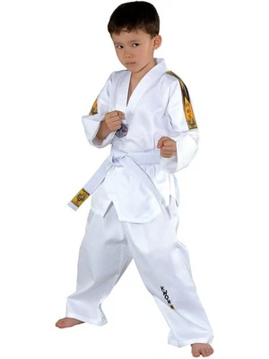 KWON CLUBLINE Kinder Taekwondo Anzug Tiger mit Gürtel, Weiß, 90 - 180 cm - Bild 1 von 2