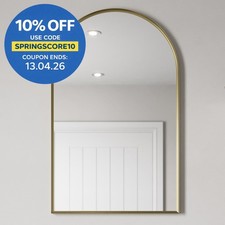 500 x 800mm Brushed Brass Wall Mounted Bathroom Mirror Framed Modern Arch Design