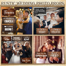 24 Designs Rustic Wedding Photo Booth Props Double Sided 11X5.5 Inch Photo Bo...