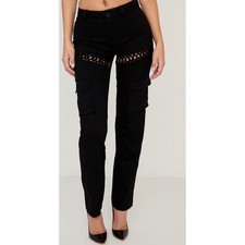 House of CB Lace Cutout Cargo Pants Straight Small Streetwear Designer Grunge
