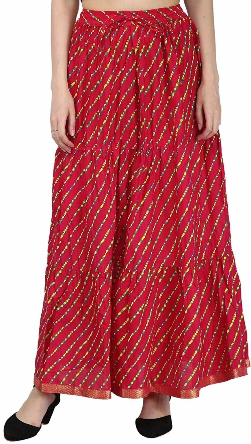 Cotton Blend Women's Ethnic Skirt Dress Indian Designer Casual Wear Long Skirt