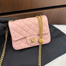 Chanel Camellia Adjuster Chain Square Flap Bag Lambskin Gold HW [Duties Paid]